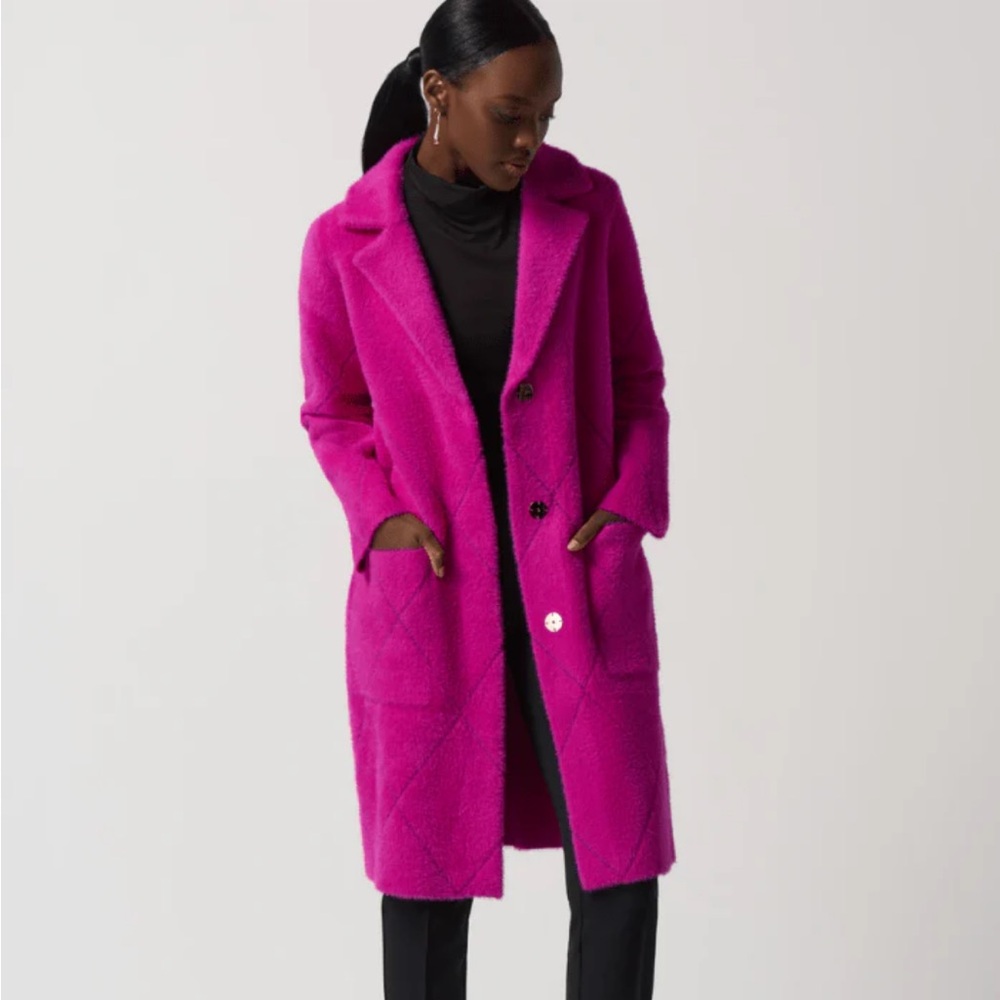 Joseph Ribkoff Notched Collar Coat Hot Pink Size Large